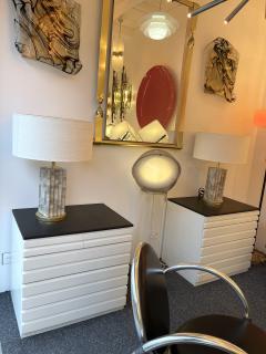 Pair of Travertine and Brass Lamps - 2841364