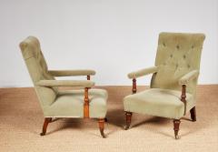 Pair of Tufted High Back Open Armchairs - 4442655
