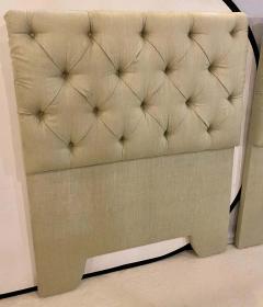 Pair of Tufted Linen Twin Headboards - 1469894