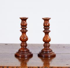 Pair of Turned Fruitwood Candlesticks - 3127171