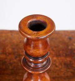 Pair of Turned Fruitwood Candlesticks - 3127173
