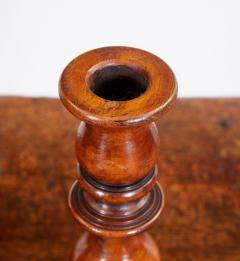 Pair of Turned Fruitwood Candlesticks - 3127173