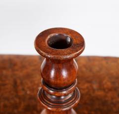 Pair of Turned Fruitwood Candlesticks - 3127174
