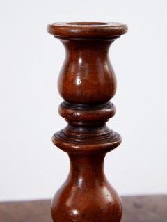 Pair of Turned Fruitwood Candlesticks - 3127177