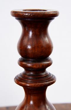 Pair of Turned Fruitwood Candlesticks - 3127178