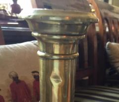 Pair of Turned Victorian Brass Candlesticks Dated 1837 - 612321