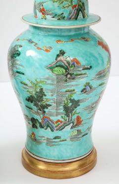 Pair of Turquoise Chinoiserie Lamps - 2994987