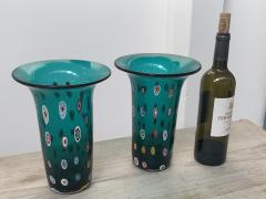 Pair of Turquoise Murano Glass Vases - 2684561
