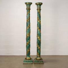 Pair of Tuscan Painted and Parcel Giltwood Columns Circa 1800 - 3584724