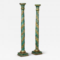 Pair of Tuscan Painted and Parcel Giltwood Columns Circa 1800 - 3591039