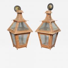 Pair of Tuscan Red Tole Hanging Lanterns - 3800209