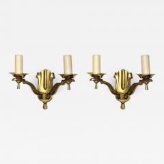 Pair of Two Branch Bronze Sconces - 1551175