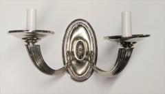 Pair of Two Branch Silvered Metal Sconces - 1549710