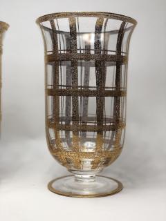 Pair of Two Glass Vases with Gold Fleck 1950 Italy - 2031017