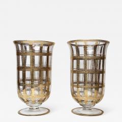 Pair of Two Glass Vases with Gold Fleck 1950 Italy - 2031688