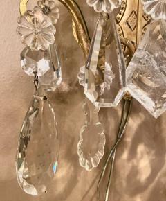 Pair of Two Light Covered Mixed Crystal and Rock Crystal Bronze Wall Sconces - 2974103