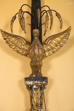 Pair of Two Light Louis XVI Style Eagle Carved Gilt Wall Sconces - 2950490