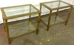 Pair of Two Tier 70s Coffee Table in Gilt Wrought Iron - 420492