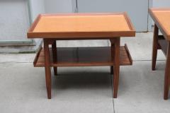 Pair of Two Tier Cork Top Side Tables - 2053543