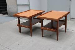 Pair of Two Tier Cork Top Side Tables - 2053544