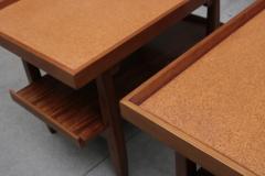 Pair of Two Tier Cork Top Side Tables - 2053564