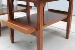 Pair of Two Tier Cork Top Side Tables - 2053565