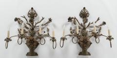 Pair of Unique Sculpted Metal Sconces - 3530290