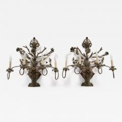 Pair of Unique Sculpted Metal Sconces - 3546913