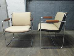 Pair of Unique Wood and Chrome Armchairs - 1651616