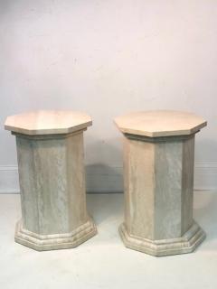 Pair of Unusual Octagonal Design Travertine Pedestals - 911900