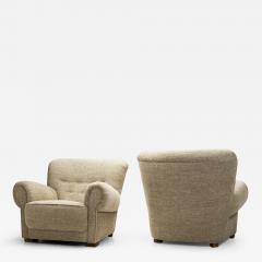 Pair of Upholstered Easy Chairs With Stained Beech Legs Denmark ca 1940s - 3620067