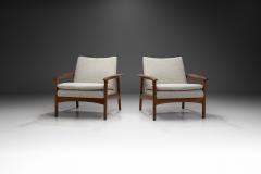 Pair of Upholstered Easy Chairs in Teak Germany Mid 20th Century - 3726695