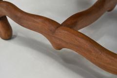Pair of Upholstered Footstools with Curved Wooden Legs Europe Mid 20th Century - 4291241