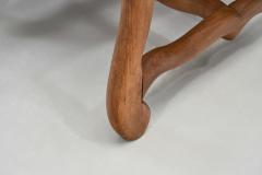 Pair of Upholstered Footstools with Curved Wooden Legs Europe Mid 20th Century - 4291242