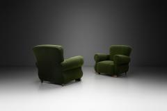 Pair of Upholstered Green Armchairs Europe Mid 20th Century - 4491848