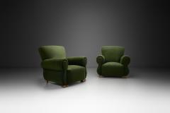Pair of Upholstered Green Armchairs Europe Mid 20th Century - 4491849