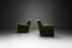 Pair of Upholstered Green Armchairs Europe Mid 20th Century - 4491850
