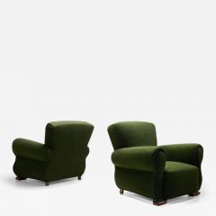 Pair of Upholstered Green Armchairs Europe Mid 20th Century - 4493564