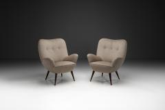 Pair of Upholstered Italian Armchairs with Tufted Buttons Italy 1950s - 4468983