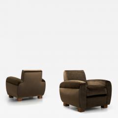 Pair of Upholstered Italian Art Deco Armchairs Italy 1940s - 4305707
