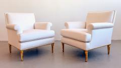 Pair of Upholstered Lounge Chairs Attrb Maison Carlhian France 1930s - 4496104