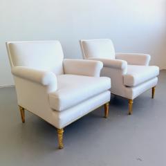 Pair of Upholstered Lounge Chairs Attrb Maison Carlhian France 1930s - 4496130