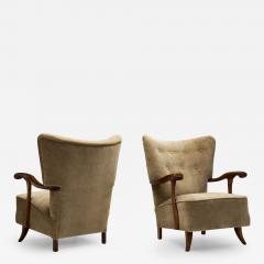 Pair of Upholstered Mid Century Modern Lounge Chairs Europe 20th Century - 3679528