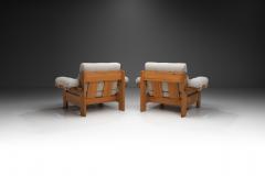 Pair of Upholstered Pine Armchairs Europe 1970s - 3685558