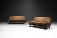 Pair of Velour Two Seater Sofa with Solid Wood Legs Europe ca 1950s - 4563212