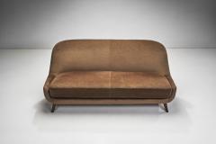Pair of Velour Two Seater Sofa with Solid Wood Legs Europe ca 1950s - 4563214