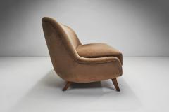 Pair of Velour Two Seater Sofa with Solid Wood Legs Europe ca 1950s - 4563216
