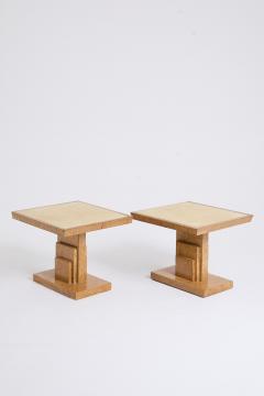 Pair of Velum and Birch Side Tables - 4662235