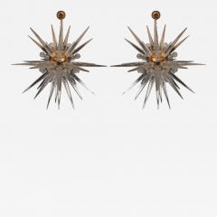 Pair of Venetian Glass Snowflake Chandeliers 1970 - 2246948