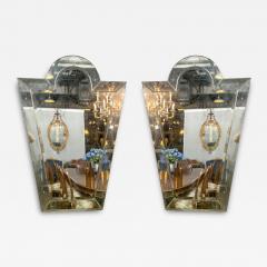 Pair of Venetian Key Hole Shaped Beveled Glass Mirrors Hollywood Regency Style - 3408150